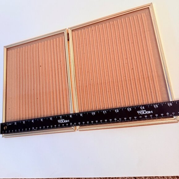 Gold Tone Double Hinged Picture Frame VTG Chic Photos Ornate Edging 8" x 10" - Picture 9 of 13